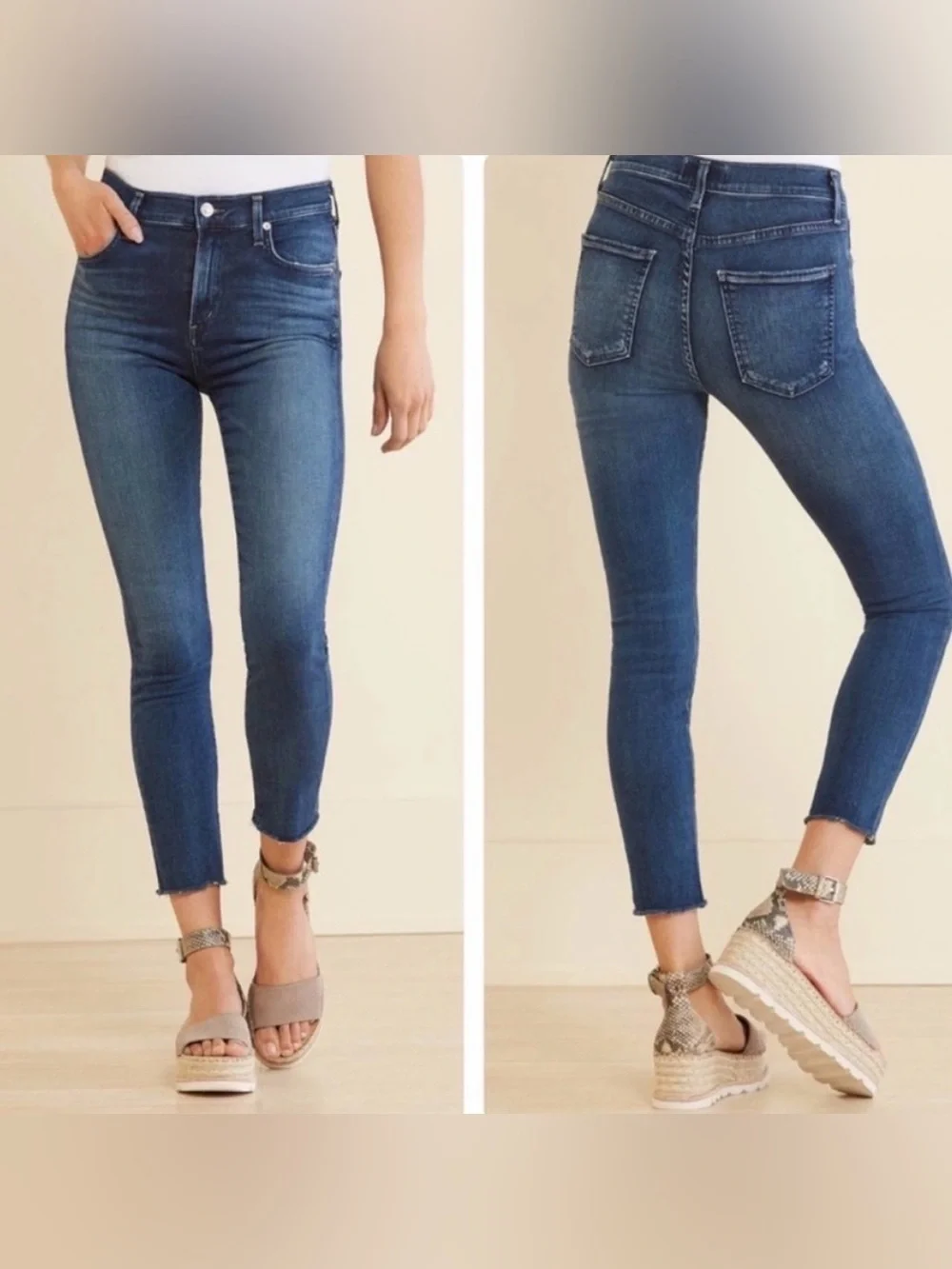 Women’s Agolde Los Angeles mid rise skinny jeans raw hem cropped size 26 EUC
